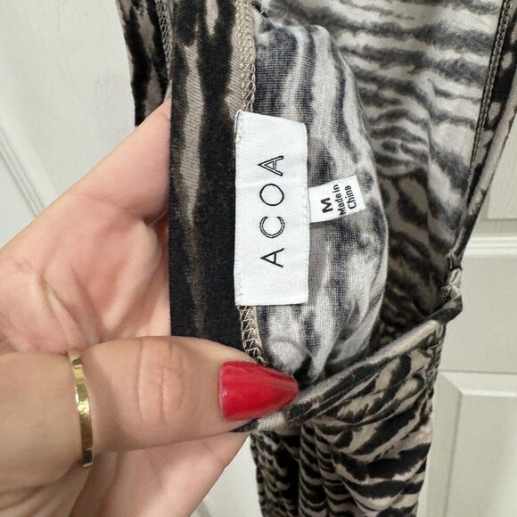 Women’s ACOA Zebra Print Y2K Vintage‎ Dress Maxi Size Medium M  Brown - Picture 7 of 10